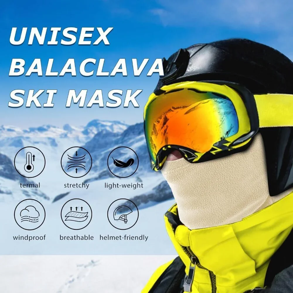 Women's Light Grey Balaclava Mask Warm Windproof Lightweight Winter Face Mask